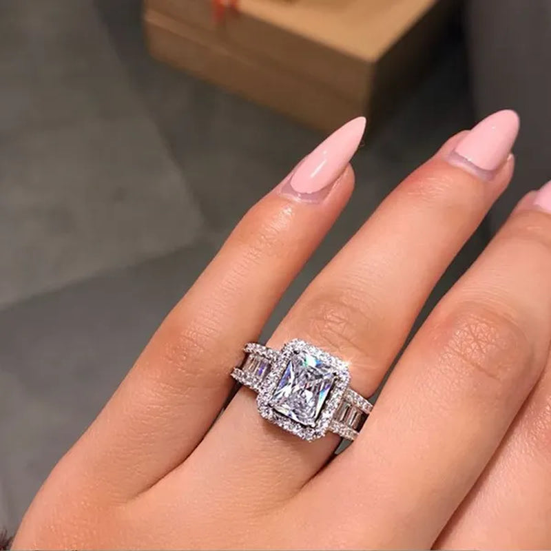 Luxury Ring Bridal Wedding Anniversary Gift Princess Engagement Party Rings