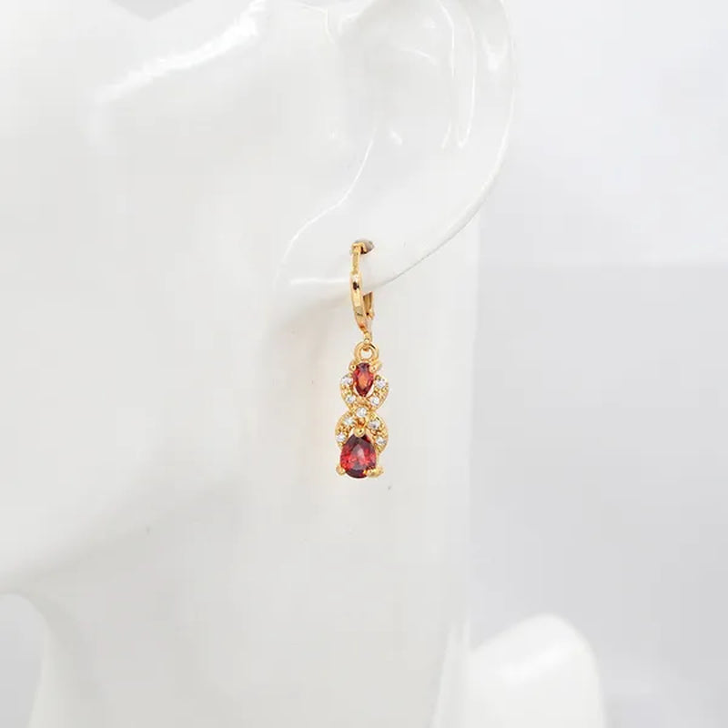Women Green Cubic Zirconia CZ Teardrop Dangle Earrings Gift For Girl