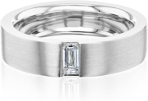 Flush Emerald Cut Lab Diamond (DEF/VS) Wedding Band 14K Gold