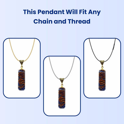 Lapis Lazuli Pipe Pendant, Lapis Lazuli Pendant Necklace Chakra Jewelry for Women & Men, Self-Healing Handmade Lapis Lazuli Crystal Gemstone Necklace for Reiki & Meditation
