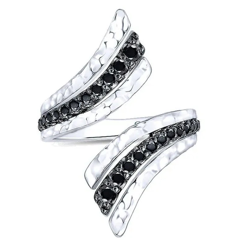 Women's classic creative black and white diamond ring ring 925 silver lady ring