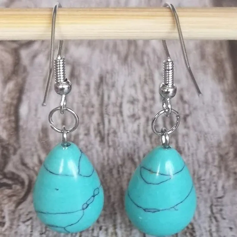 1 Pair 13X20MM Amethyst Clear Quartz Lapis Lazuli Turquoise Rose Quartz Opal Obsidian Jasper Drop Cone Bead Hook Dangle Diy Earrings