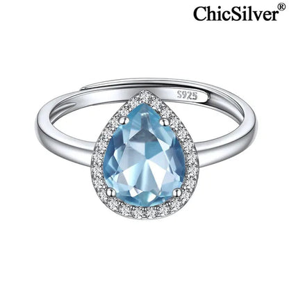ChicSilver Pear Cut Teardrop Birthstone Promise Wedding Band Ring for Her 925 Sterling Silver Gemstone Jewelry for Women