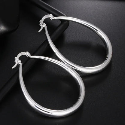 Simple Smooth Gold Plated Exaggerate Hoop Earrings Wedding Engagement Anniversary Jewelry Gift for Women