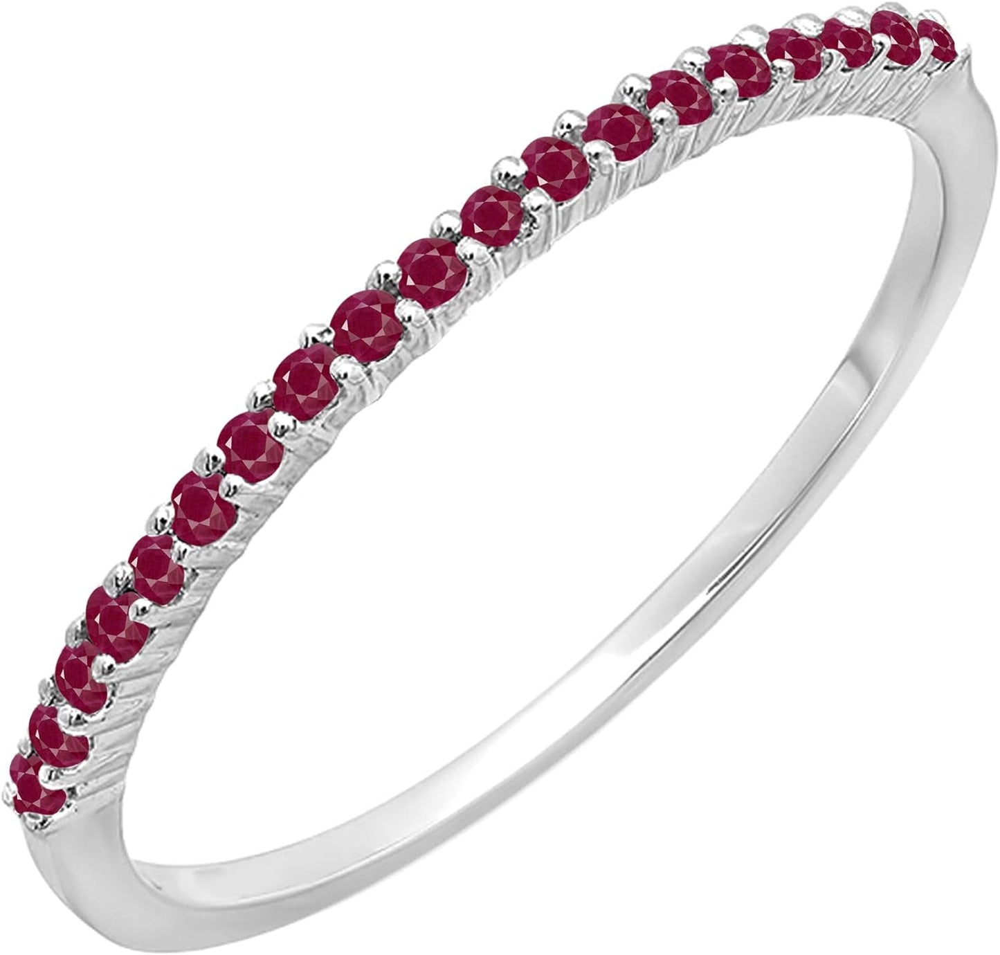 round Ruby Dainty Half Eternity Style Wedding Band for Women | Available in 10K/14K/18K Gold