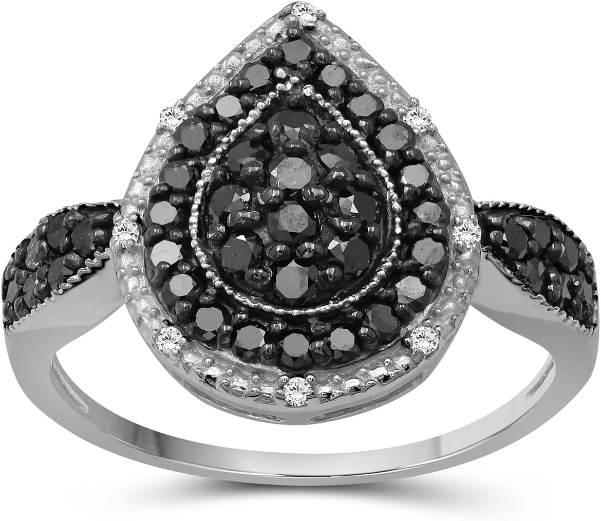 Sterling Silver 1 Carat Black & White Diamond Ring for Women | Diamonds for Everyday Womens Wear
