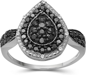 Sterling Silver 1 Carat Black & White Diamond Ring for Women | Diamonds for Everyday Womens Wear
