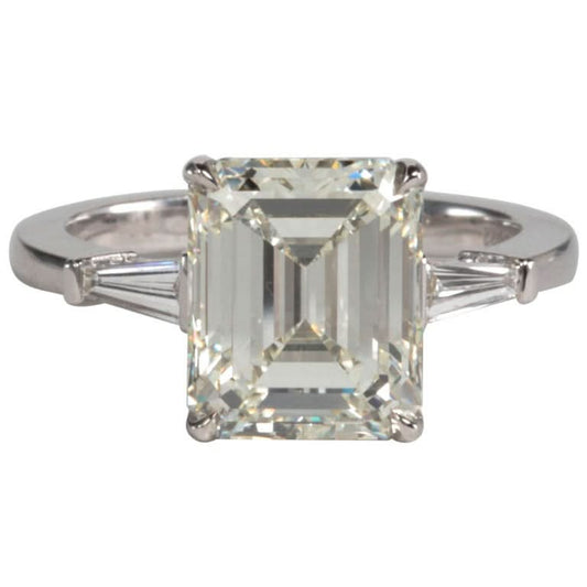 Classic Emerald Cut 4 Carat GIA Certified Diamond Engagement Ring
