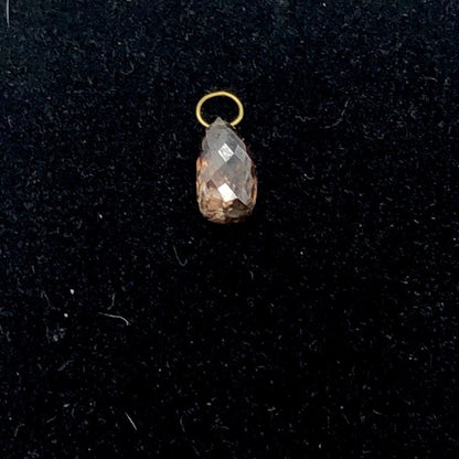 0.79Cts Champagne Diamond 18K Briolette Pendant |6.75X3.75X2.75Mm and 3Mm Loop |