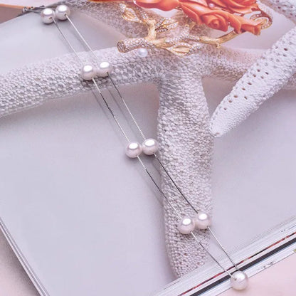 Trendy Simple 925 Sterling Silver with Natural Freshwater Pearl Necklace and Stud Earrings Jewelry Set for Women