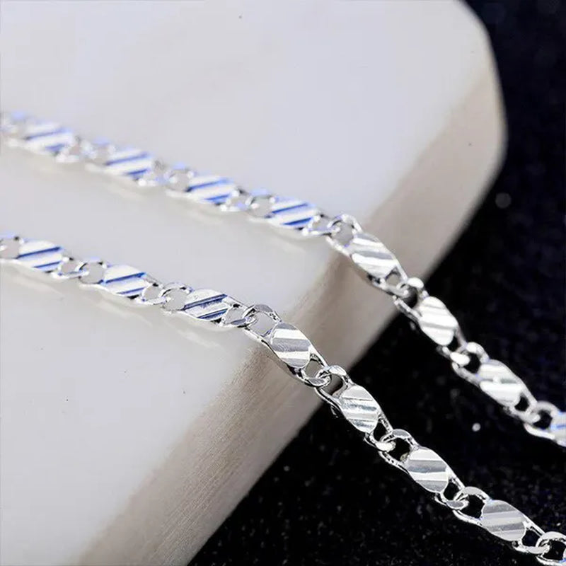 1Pc/3Pcs Men'S Women'S 16-30 Inch European Fashion Luxury Solid Chain Necklace Bridal Wedding Engagement High Jewelry Gifts