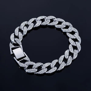 Hot jewelry diamond bracelet stainless steel bracelet Cuban men's gold bracelet platinum bracelet hip hop bracelet
