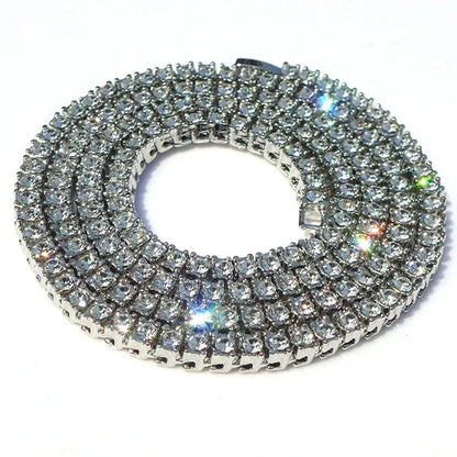 1 Row 24" 30" Gold/Silver Iced Out Bling Necklace Men's Hip Hop Chain