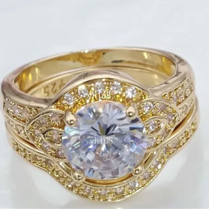 Women's Fashion  White Topaz Bridal Wedding Rings 18K Yellow Gold Filled&925 Silver Filled&14K Rose Gold Filled   Female Engagement Jewelry
