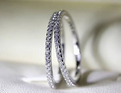 Luxurious Jewellery Women pave full Diamond Stone cz 925 Sterling silver Wedding Ring Size 5-10