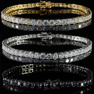 2021 Lastest Hip Hop Mens Iced Out Diamond Crystal Single Row Tennis Bracelet Silver And
