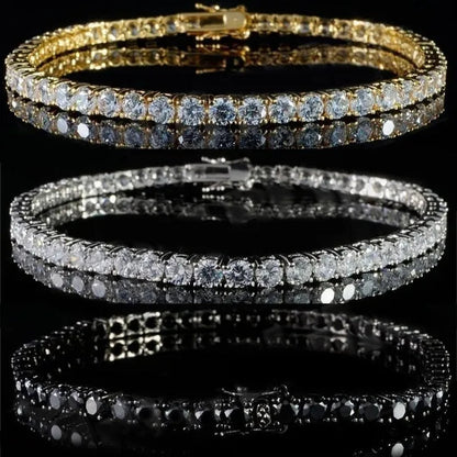 2021 Lastest Hip Hop Mens Iced Out Diamond Crystal Single Row Tennis Bracelet Silver And