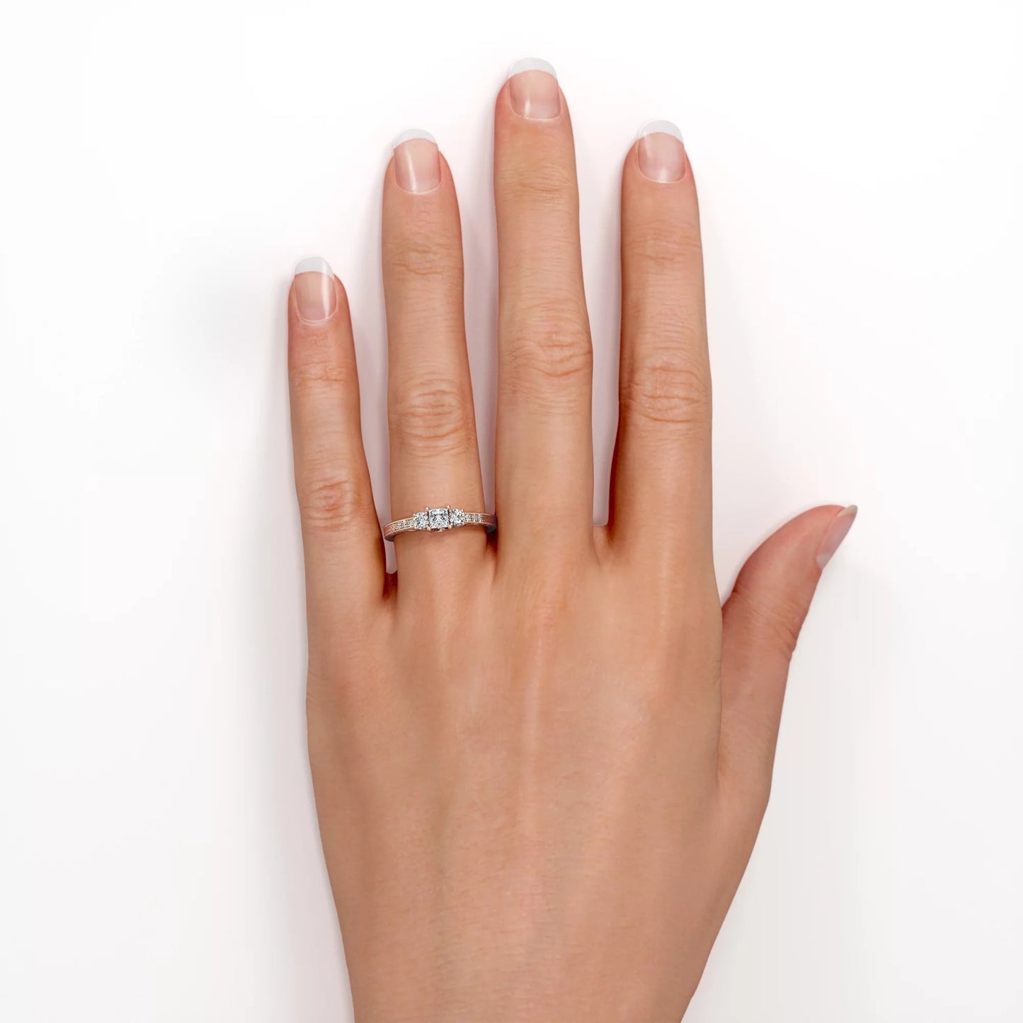 Vintage Half Carat Princess Cut Diamond - Channel Set Band - Edwardian Engagement Ring in 10K Rose Gold