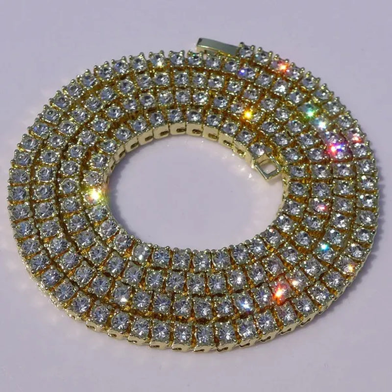 1 Row 24" 30" Gold/Silver Iced Out Bling Necklace Men's Hip Hop Chain