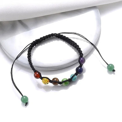 2022 New Fashion Classic 7 Chakra Beads Bracelet Natural Stone Black Rope Braided Yoga Reiki Healing Balance Bracelets Bangles Couple Bead Bracelet Meditation Gift Jewelry