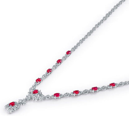 14K/18K Rose White Gold Red Ruby Diamonds Necklace Pendants Engagement Wedding for Women