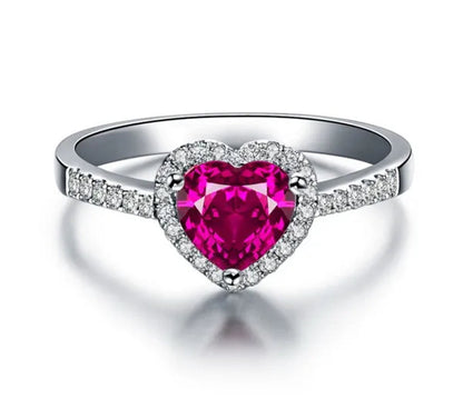 Jewelry  Silver Gem Ruby Wedding Bride Birthstone Engagement Ring Gift