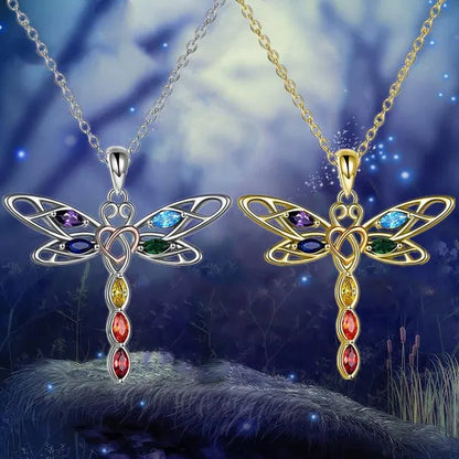 Delicate Colorful Zircon Dragonfly Necklace Insect Dragonfly Wings Pendant Engagement Necklaces for Women Insect Jewelry Creative Dragonfly Accessories Birthday Party Anniversary Gift