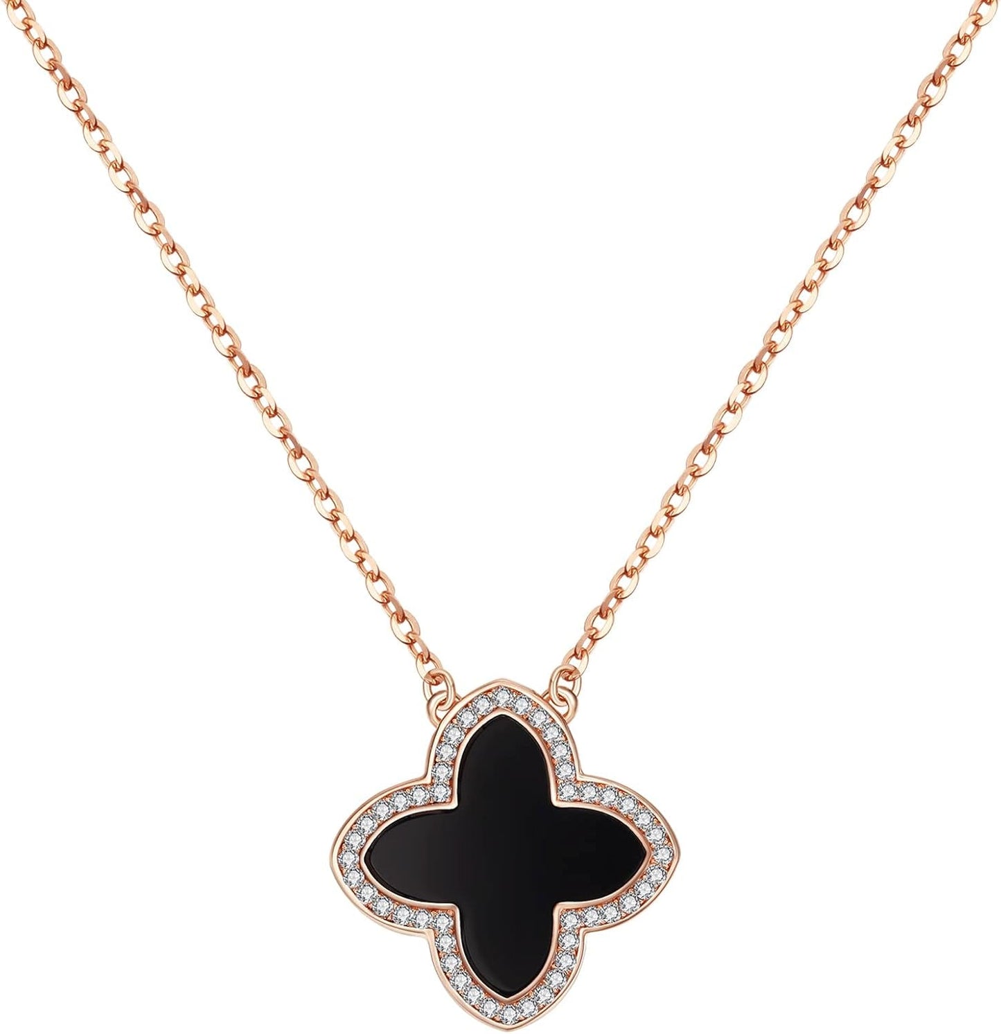 Dainty Lucky Clover Necklace 14K Gold Plated Four Leaf Clover Necklace for Women, Simple Necklace Jewelry for Girls Teen