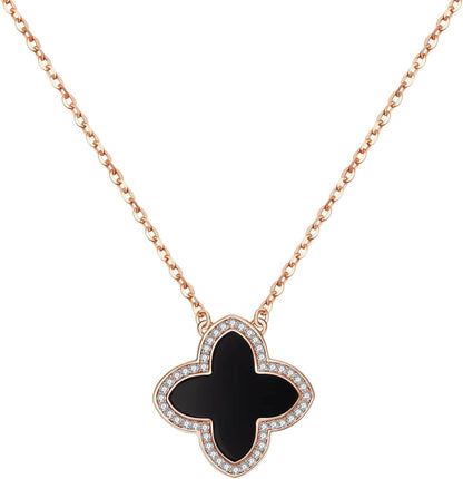 Dainty Lucky Clover Necklace 14K Gold Plated Four Leaf Clover Necklace for Women, Simple Necklace Jewelry for Girls Teen
