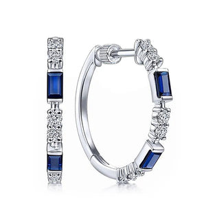 Fashion Bule Sapphire Diamond Engagement Hoop Earrings for Women Dangle Earring Party Jewelry