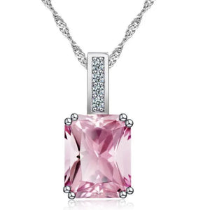 Woman Fashion Jewellery Simplicity Elegant Sapphire/Amethyst/Pink Necklace Silver Banquet Engagement Jewellery Necklace