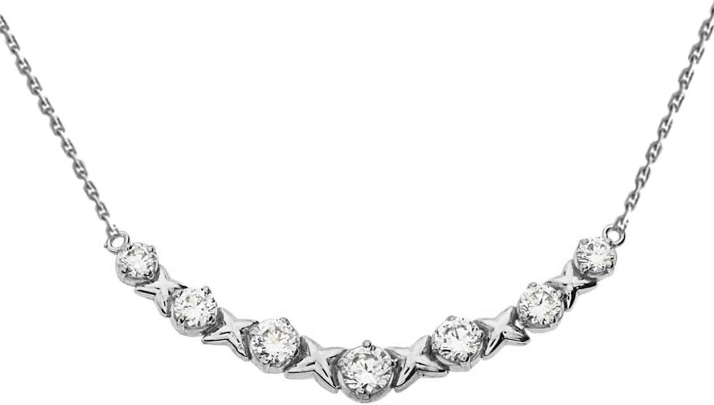 Dazzling 14K White Gold Diamond XOXO Pendant Necklace