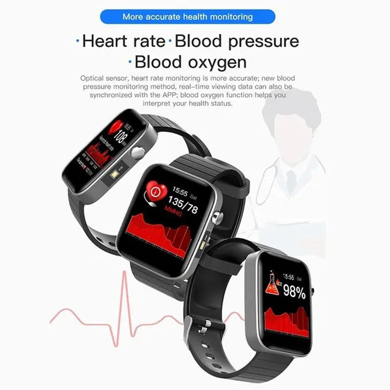 2021 NEW Smart Watch Bluetooth Watch Body Temperature Blood Pressure Blood Oxygen Monitor Wristband Fitness Tracker Bracelet Heart Rate Monitor Smartwatch 1.54" Large Screen with Flashlight PK DZ09 Apple Watch series 6 5 4 Galaxy Watch Active