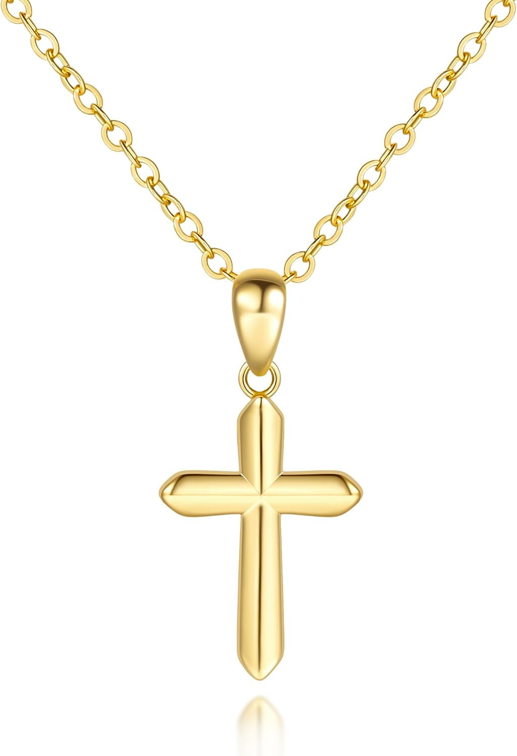 Womens Gold Cross Necklace 14K Gold Cross Necklaces for Women Crosses Pendants Necklaces for Women Soft Lines and Smooth Edges Womens Chain Crosses Necklace