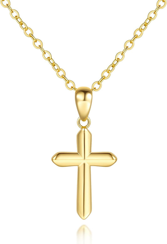 Womens Gold Cross Necklace 14K Gold Cross Necklaces for Women Crosses Pendants Necklaces for Women Soft Lines and Smooth Edges Womens Chain Crosses Necklace