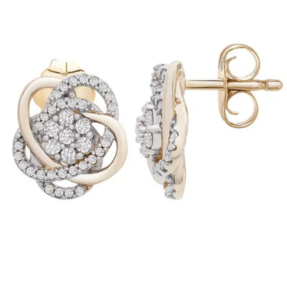0.25 CT. T.W. Diamond Love Knot Stud Earrings in 14K Yellow Gold