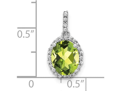 2.70 Carat (Ctw) Natural Peridot Drop Pendant Necklace in 14K White Gold with Chain