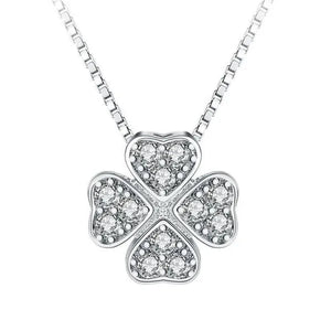 Majesty Diamonds MDS170389 White Zircon Four Leaf Clover Fancy Pendant Necklace in .925 Sterling Silver