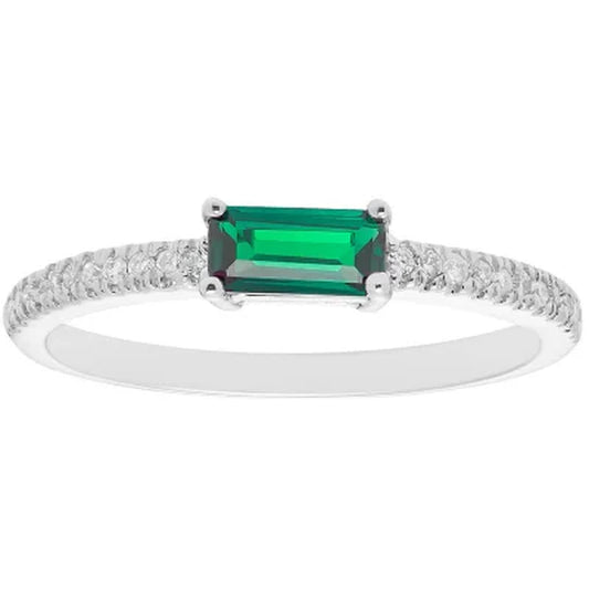 Lab Emerald and 0.10 CT. T.W. Diamond Ring in 14K Gold