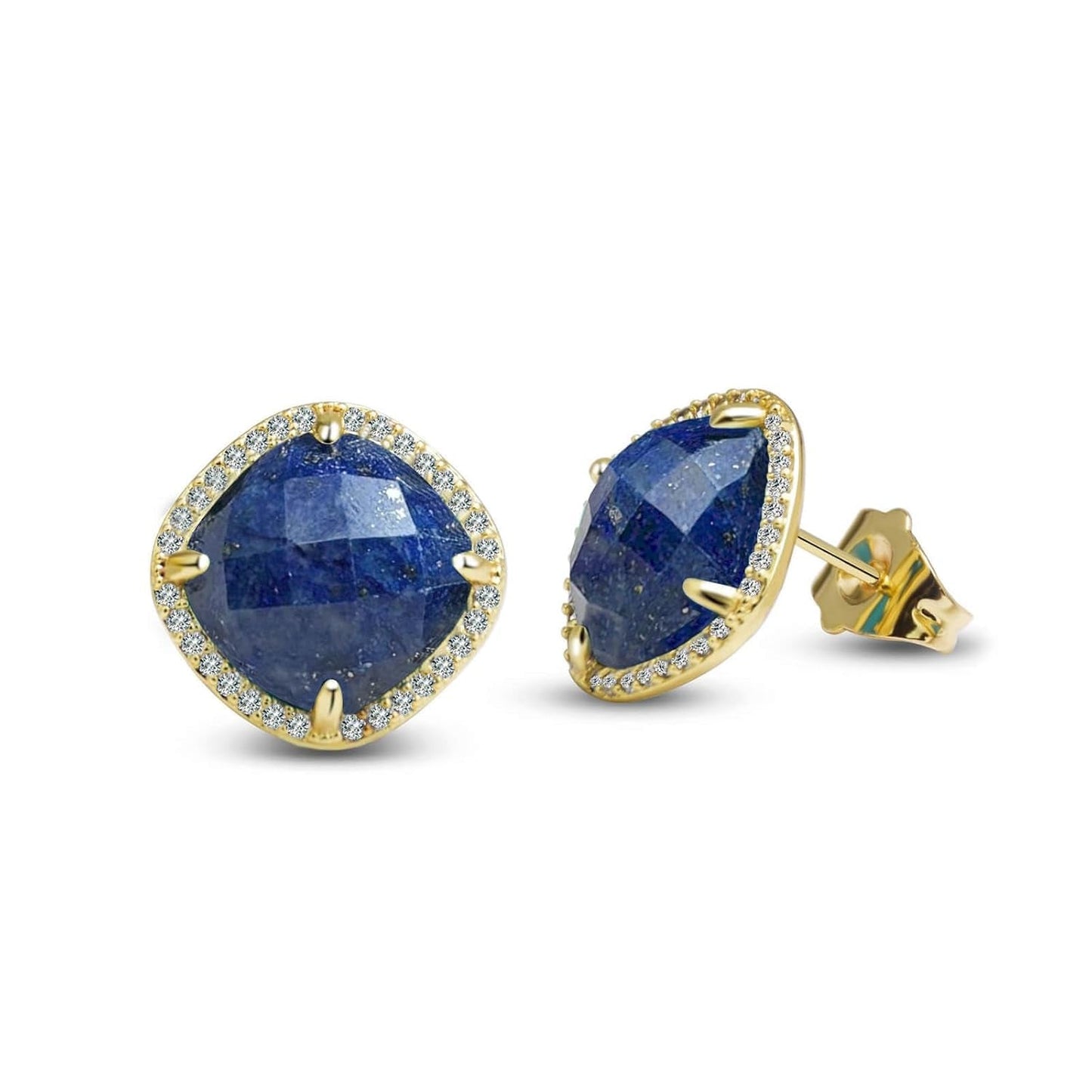 Lapis Earrings, Blue Stud Earrings for Women, Natural Birthstone Earrings for Lapis Lazuli Jewelry, Handmade Earrings Gift for Her