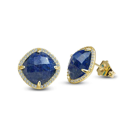 Lapis Earrings, Blue Stud Earrings for Women, Natural Birthstone Earrings for Lapis Lazuli Jewelry, Handmade Earrings Gift for Her