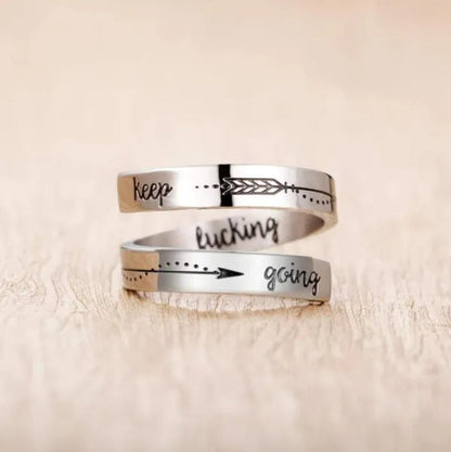 ANTIQUE DESIGN 925 Sterling Silver Ring Silver Keep Going Ring Inspirational Ring New Men's Women's Engraving Jewelry