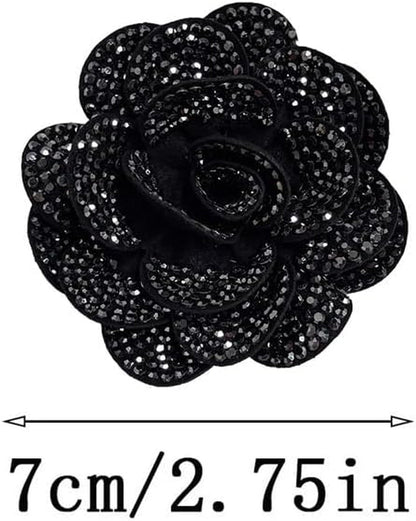 Rhinestone Rose Flower Brooch Lapel Pins for Women Her Fashion Crystal Camellia Flower Brooches Pin for Dress Accessories Jewelry Boutonniere Corsage Wedding Party Birthday Gift 70Mm