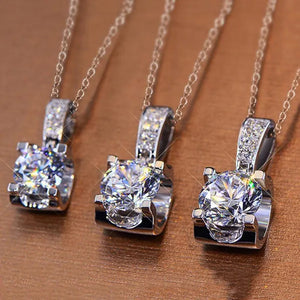 Fashion Jewelry Gemstone White Sapphire 925 Sterling Silver Diamond Pendant Necklace 6mm 8mm