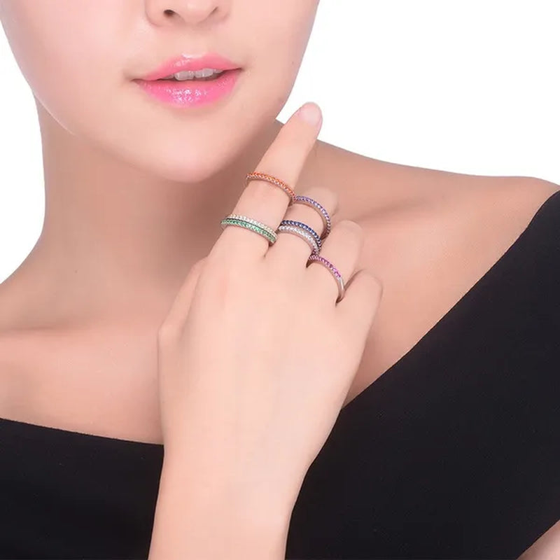 Gorgeous  Silver White Sapphire White Sapphire & Aquamarine & Sapphire & Ruby Ring Rings Natural Gemstones Birthstone Engagement Ring