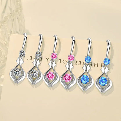 Fashion Silver Earrings Ladies Temperament Earrings Water Drop Long Earrings Engagement Earrings Diamond Earrings