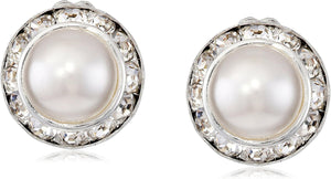 Silver Crystal Rhinestone Rondelle Circle round Shape Earrings