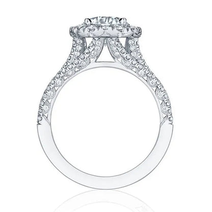 Trendy silver 4 Prong Setting 1.5 Ct zircon Side Micro Pave 3 Row Moissanite Rings for Women Engagement/wedding/casual/party Jewelry
