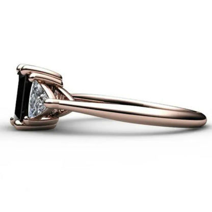 Classic Fashion 18K Rose Gold Black Diamond female Engagement Engagement Bride Princess Love Ring Size 5-11