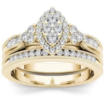 6 Delicate 2-3 Pieces/Set Women's Shiny White Zircon Ring Set Anniversary Christmas Gift Engagement Bride Wedding Jewelry Ring Size 6-10